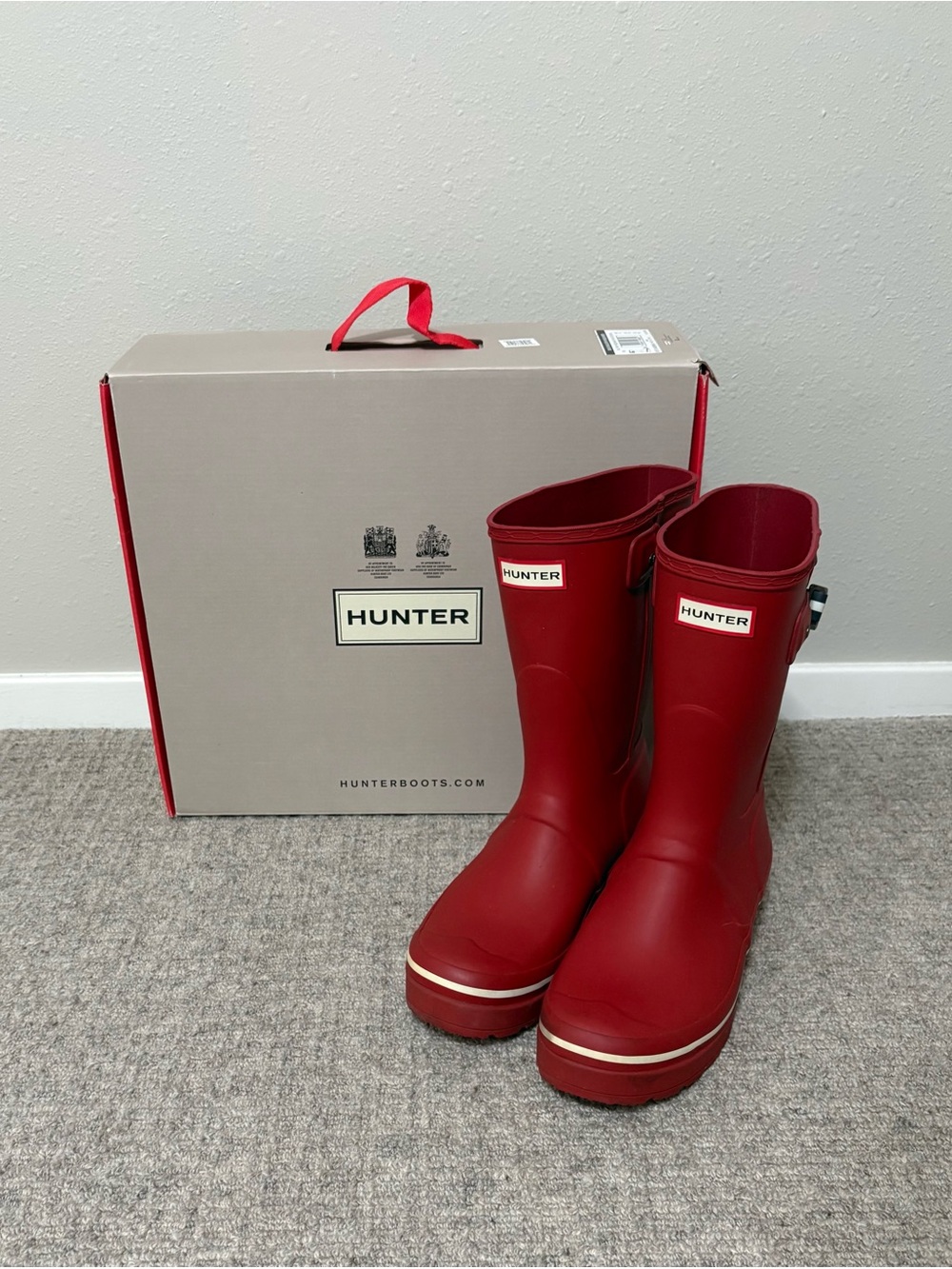 Hunter Short Red Rain Boots with Back Buckle